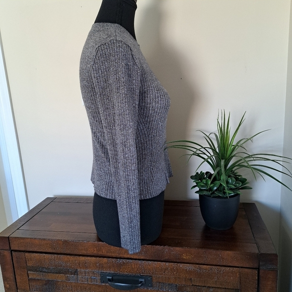 H&M Divided Sweater Women's Large Heathered Grey Ribbed Long Sleeve Top - Picture 4 of 10